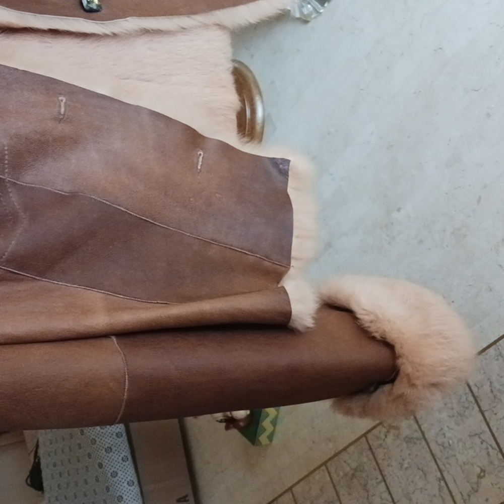 Womens "cache"vintage Leather patch & rabbit fur jacket,NEW, beautiful peice,XS - Picture 7 of 16
